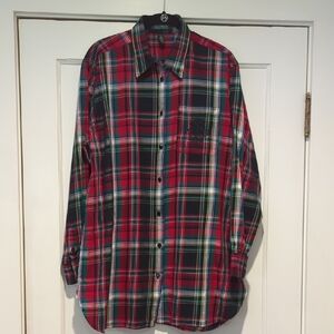 Lauren Ralph Lauren Women's Plaid Monogramed Sleep Shirt Size XL NWOT